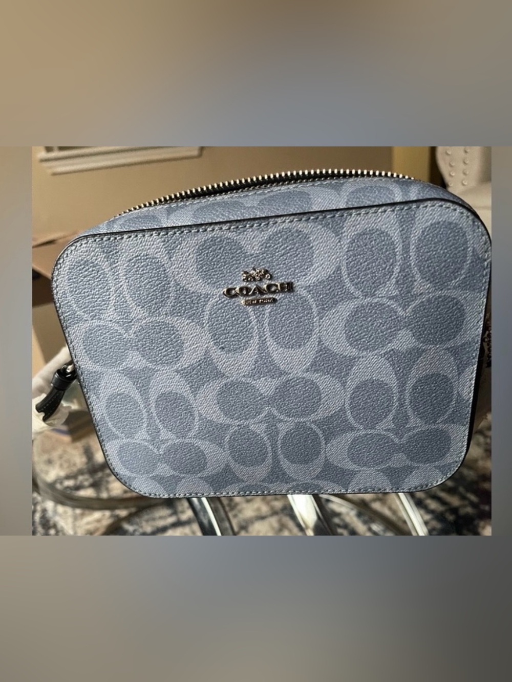 Coach Signature Crossbody in Light Blue Gray